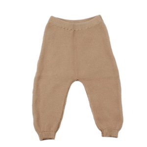 Camelkleurige gebreide broek