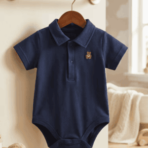 Romper met beertje-marineblauw